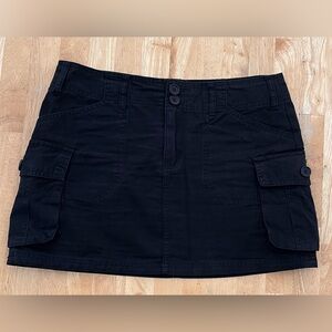 Black Cotton Mini Cargo Adjustable with Pockets Skirt Medium